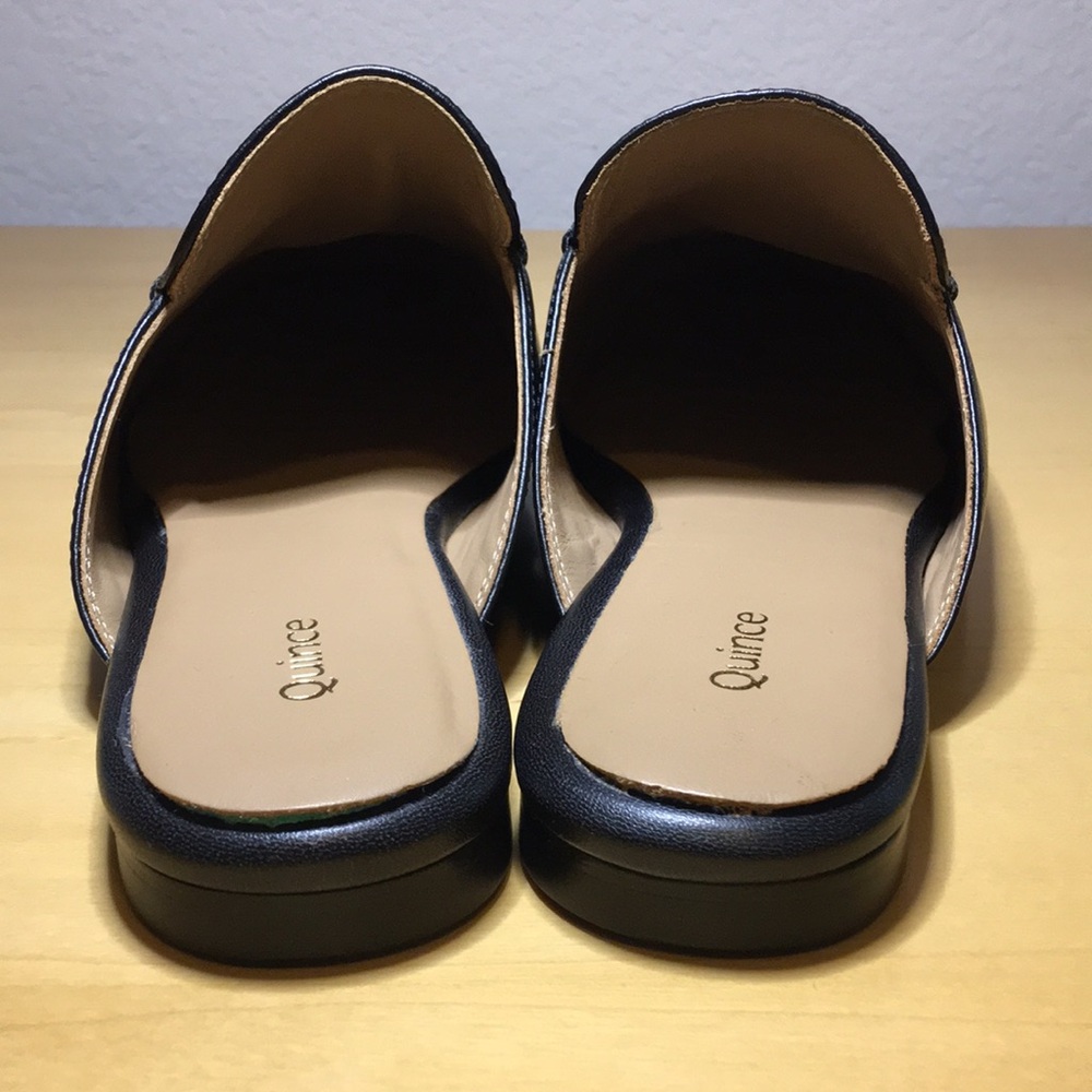 Quince Italian Leather Horsebit Loafer Mule Black w Gold Women’s Size 8.5 - Picture 5 of 9